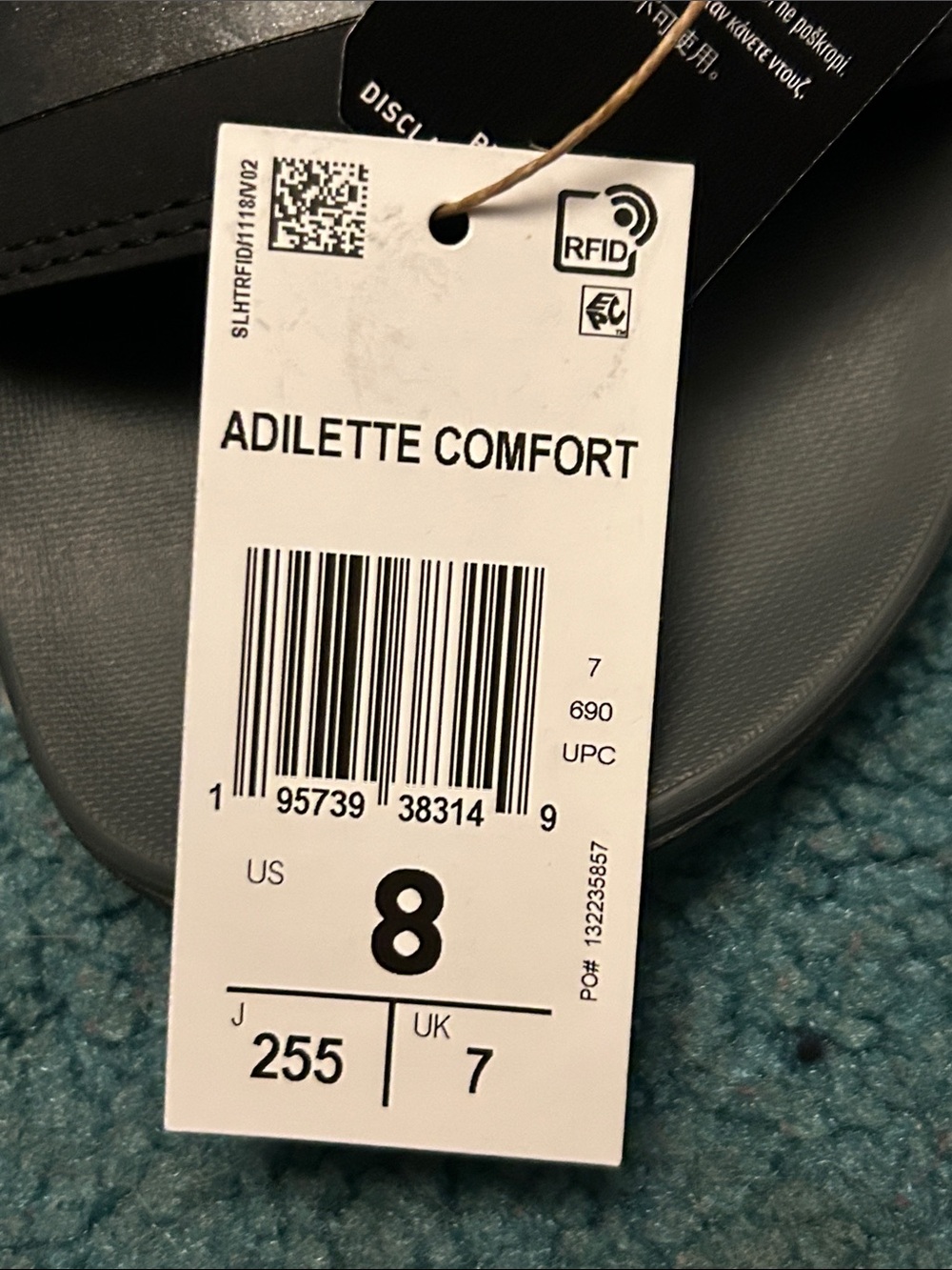 adidas Black and Gray Slide Sandals - Picture 2 of 4